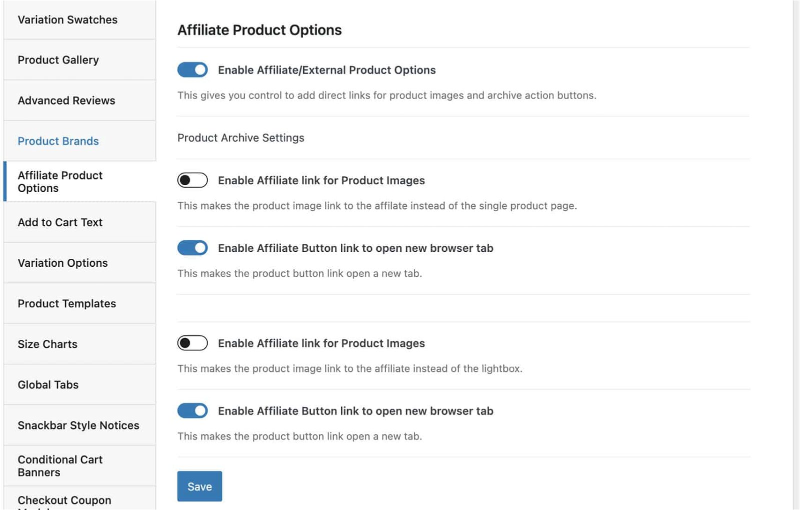 Affiliate Product Options